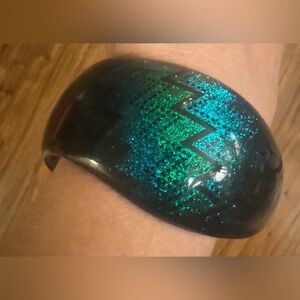 Glittering Blue and Green Wavy Bangle Bracelet